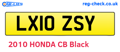 LX10ZSY are the vehicle registration plates.
