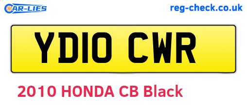 YD10CWR are the vehicle registration plates.