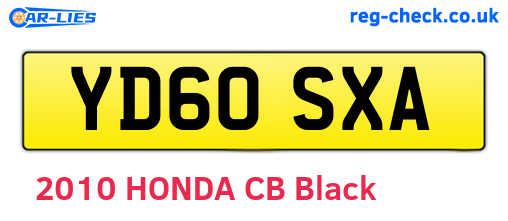 YD60SXA are the vehicle registration plates.