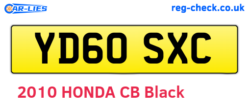 YD60SXC are the vehicle registration plates.