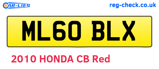 ML60BLX are the vehicle registration plates.