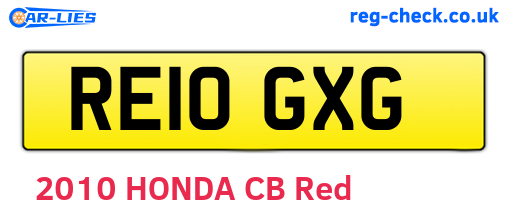 RE10GXG are the vehicle registration plates.