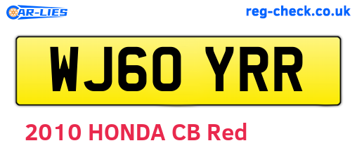 WJ60YRR are the vehicle registration plates.