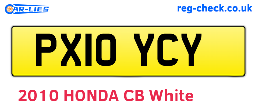 PX10YCY are the vehicle registration plates.