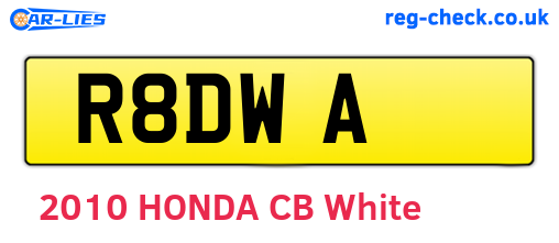 R8DWA are the vehicle registration plates.
