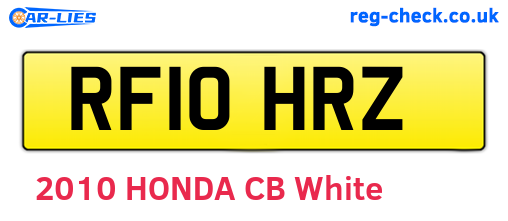 RF10HRZ are the vehicle registration plates.