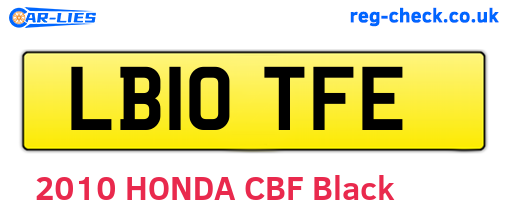 LB10TFE are the vehicle registration plates.