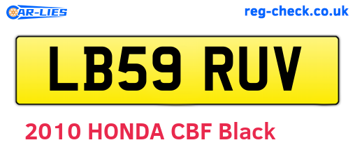 LB59RUV are the vehicle registration plates.