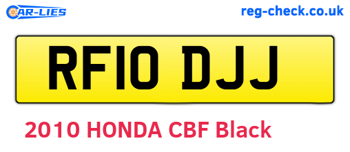 RF10DJJ are the vehicle registration plates.