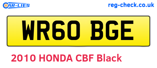 WR60BGE are the vehicle registration plates.