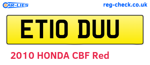 ET10DUU are the vehicle registration plates.