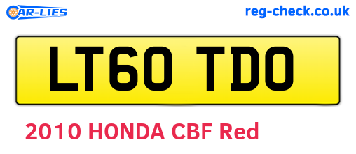 LT60TDO are the vehicle registration plates.