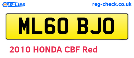 ML60BJO are the vehicle registration plates.