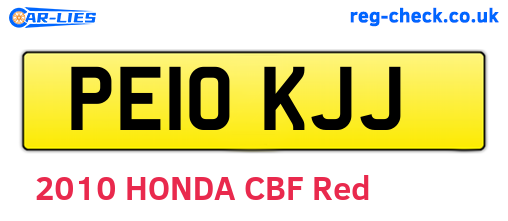 PE10KJJ are the vehicle registration plates.