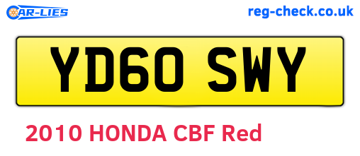YD60SWY are the vehicle registration plates.
