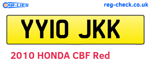YY10JKK are the vehicle registration plates.