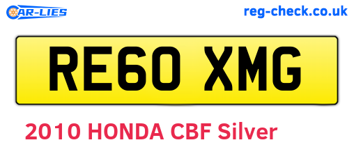RE60XMG are the vehicle registration plates.
