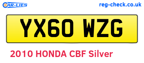 YX60WZG are the vehicle registration plates.