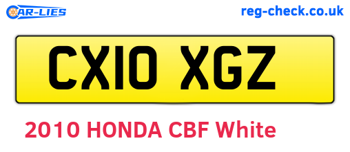 CX10XGZ are the vehicle registration plates.