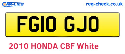 FG10GJO are the vehicle registration plates.