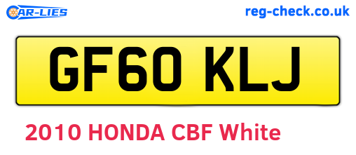 GF60KLJ are the vehicle registration plates.