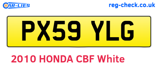 PX59YLG are the vehicle registration plates.