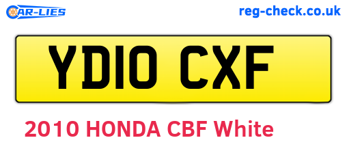 YD10CXF are the vehicle registration plates.