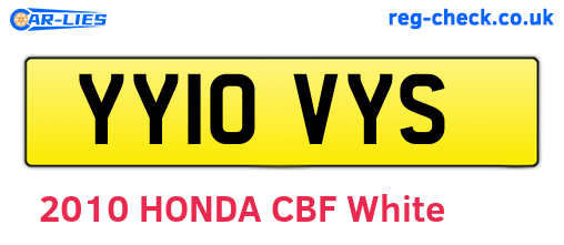 YY10VYS are the vehicle registration plates.