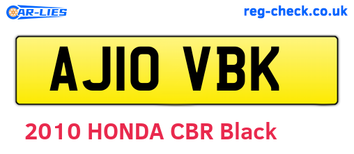 AJ10VBK are the vehicle registration plates.