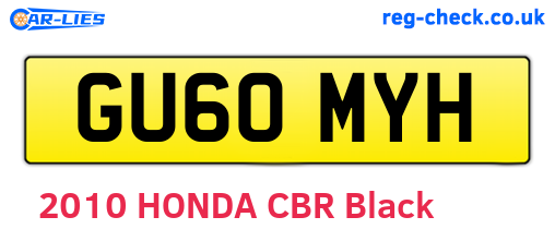 GU60MYH are the vehicle registration plates.