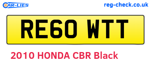 RE60WTT are the vehicle registration plates.