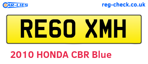 RE60XMH are the vehicle registration plates.