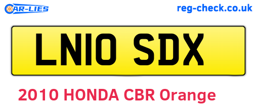 LN10SDX are the vehicle registration plates.