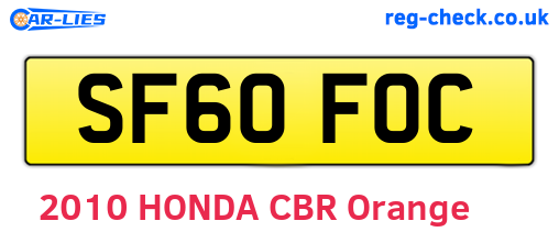 SF60FOC are the vehicle registration plates.