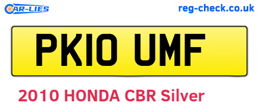 PK10UMF are the vehicle registration plates.