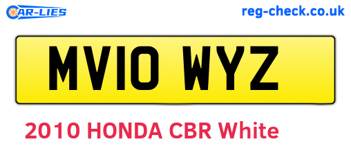 MV10WYZ are the vehicle registration plates.