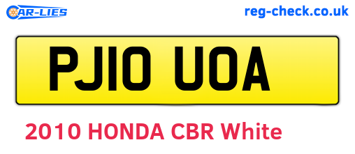 PJ10UOA are the vehicle registration plates.