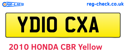 YD10CXA are the vehicle registration plates.