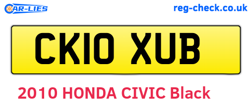 CK10XUB are the vehicle registration plates.