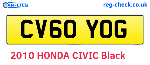 CV60YOG are the vehicle registration plates.
