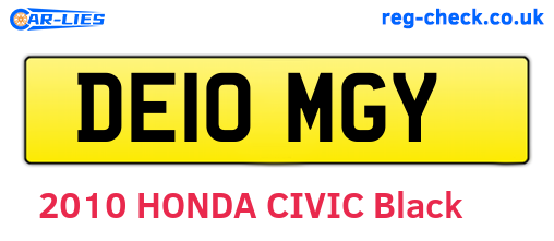 DE10MGY are the vehicle registration plates.