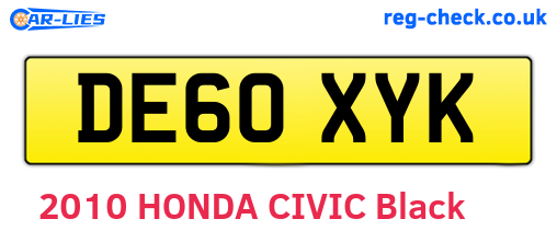 DE60XYK are the vehicle registration plates.