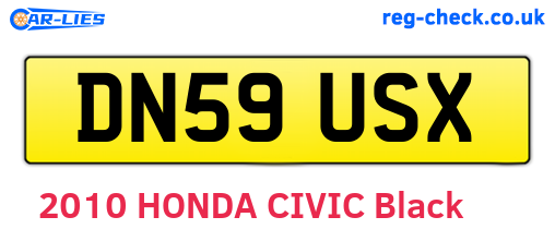 DN59USX are the vehicle registration plates.