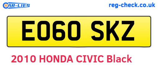 EO60SKZ are the vehicle registration plates.