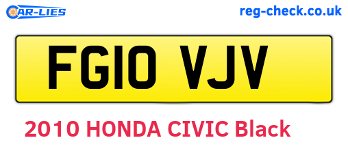 FG10VJV are the vehicle registration plates.