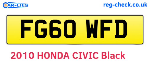 FG60WFD are the vehicle registration plates.