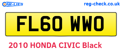 FL60WWO are the vehicle registration plates.