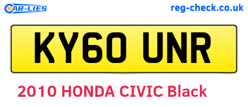 KY60UNR are the vehicle registration plates.