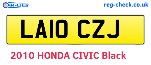 LA10CZJ are the vehicle registration plates.