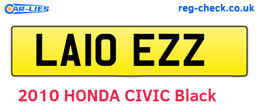 LA10EZZ are the vehicle registration plates.